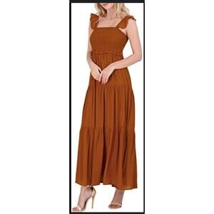 Nanette Lepore Bali smocked ginger maxi ruffle strap tiered dress Size 6 Fairy